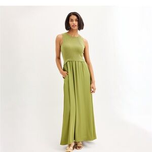taylor mixed media green maxi dress